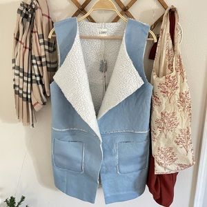 Warm light blue Suede and fleece Vest